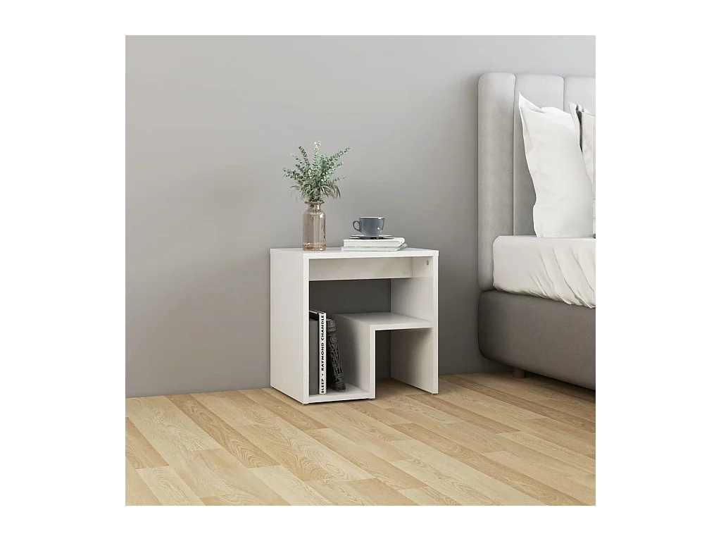 Table de chevet blanc brillant 40x30x40 cm bois d'ingénierie