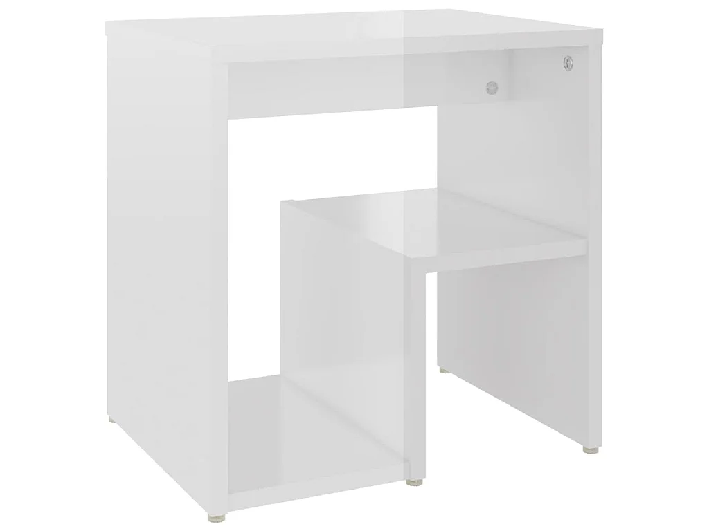 Table de chevet blanc brillant 40x30x40 cm bois d'ingénierie