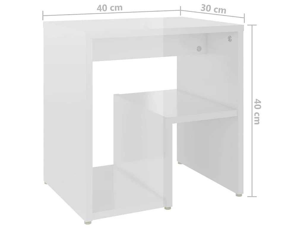 Table de chevet blanc brillant 40x30x40 cm bois d'ingénierie