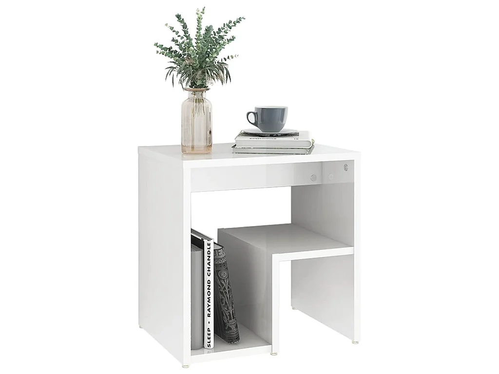 Table de chevet blanc brillant 40x30x40 cm bois d'ingénierie