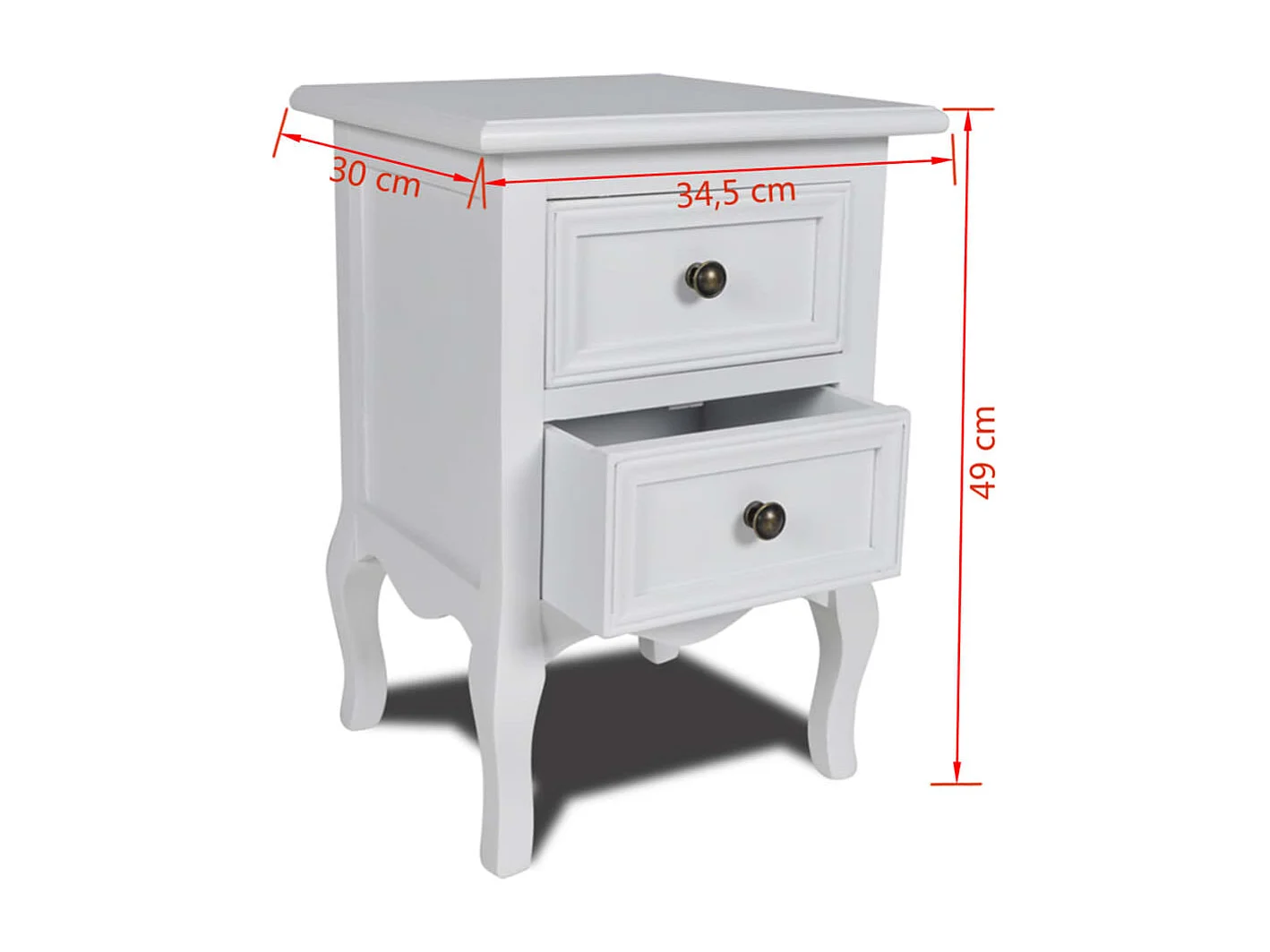 Table de chevet avec 2 tiroirs MDF Blanc