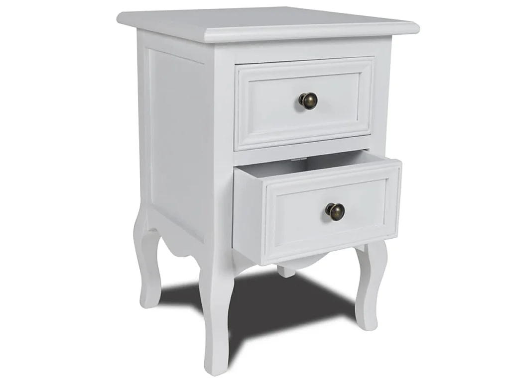 Mesa de cabeceira com 2 gavetas MDF branco