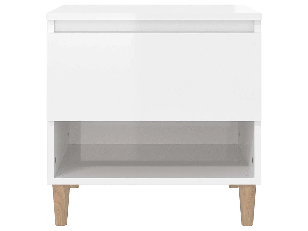 Mesitas de noche 2 uds contrachapada blanco brillo 50x46x50 cm