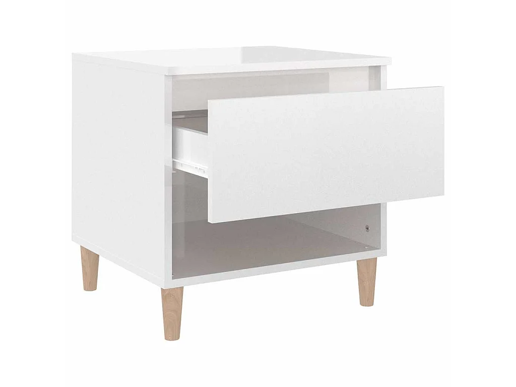Mesitas de noche 2 uds contrachapada blanco brillo 50x46x50 cm