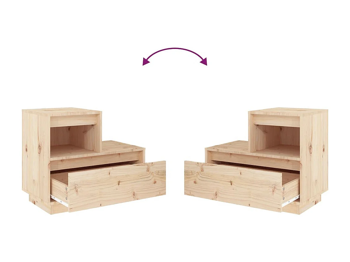 Tables de chevet 2 pcs Gris 60x34x51 cm Bois de pin solide