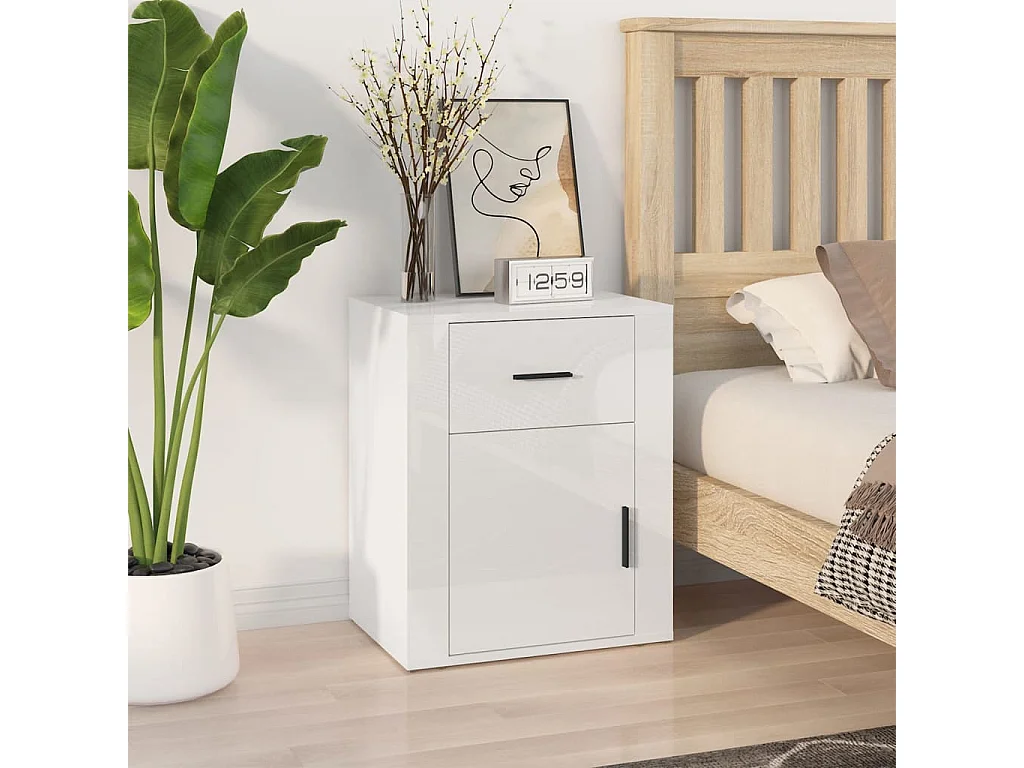 Nachttisch Hochglanz-Weiß 50x36x60 cm Holzwerkstoff