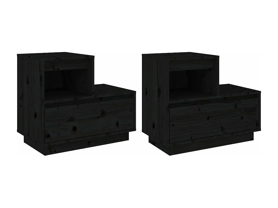 Nachtkastjes 2 st 60x34x51 cm massief grenenhout zwart