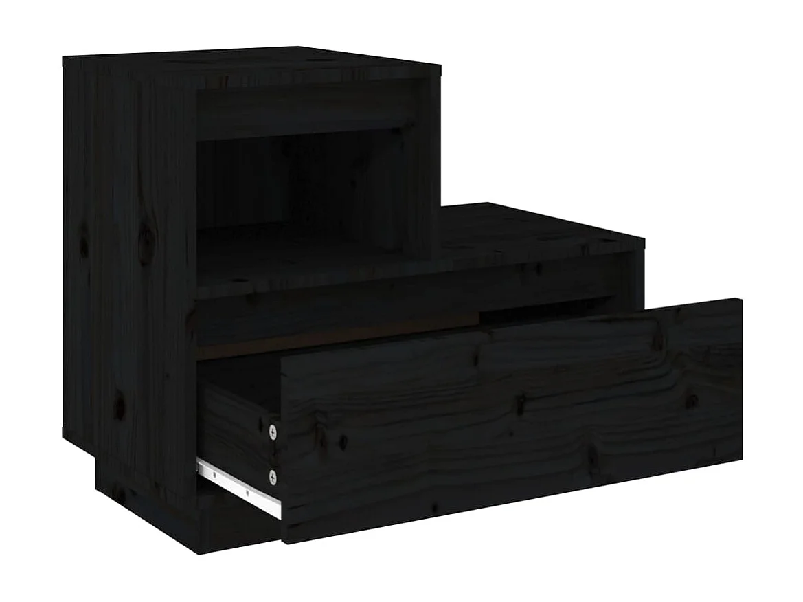 Nachtkastjes 2 st 60x34x51 cm massief grenenhout zwart