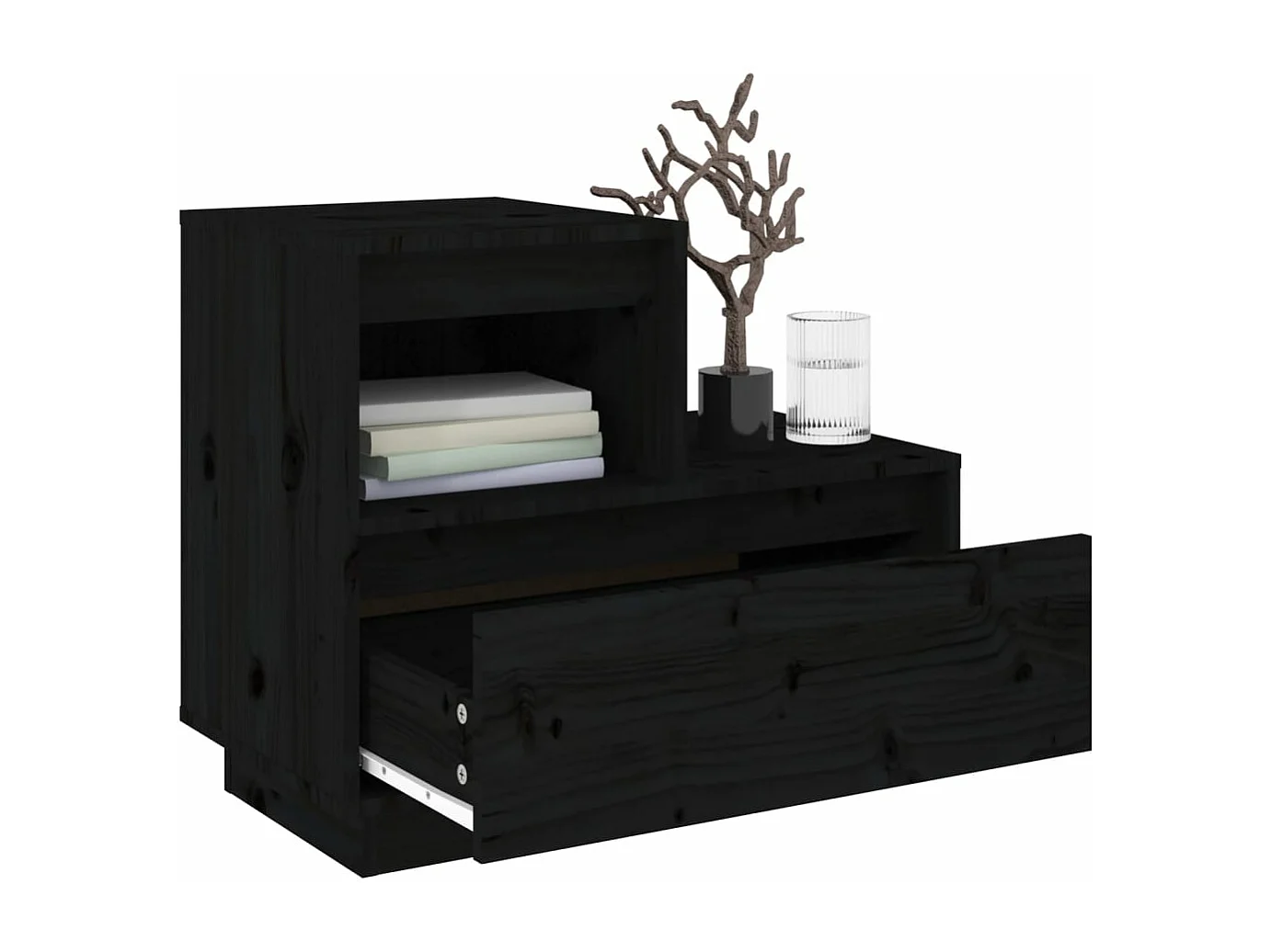 Nachtkastjes 2 st 60x34x51 cm massief grenenhout zwart