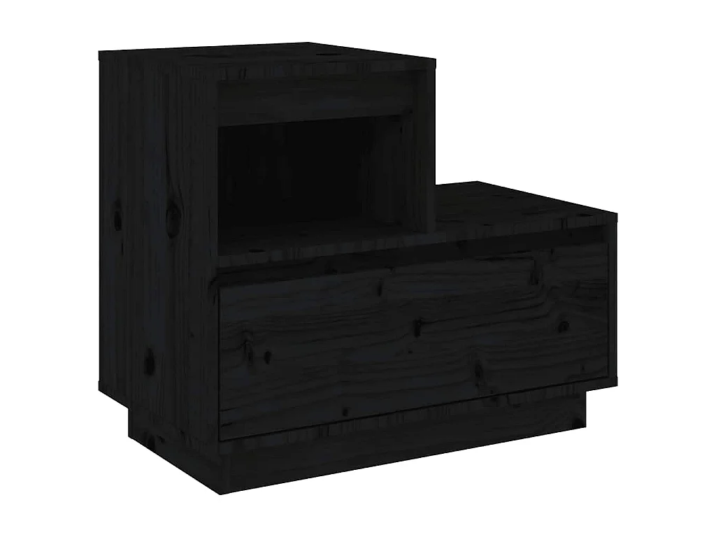 Nachttische 2 Stk. Schwarz 60x34x51 cm Massivholz Kiefer