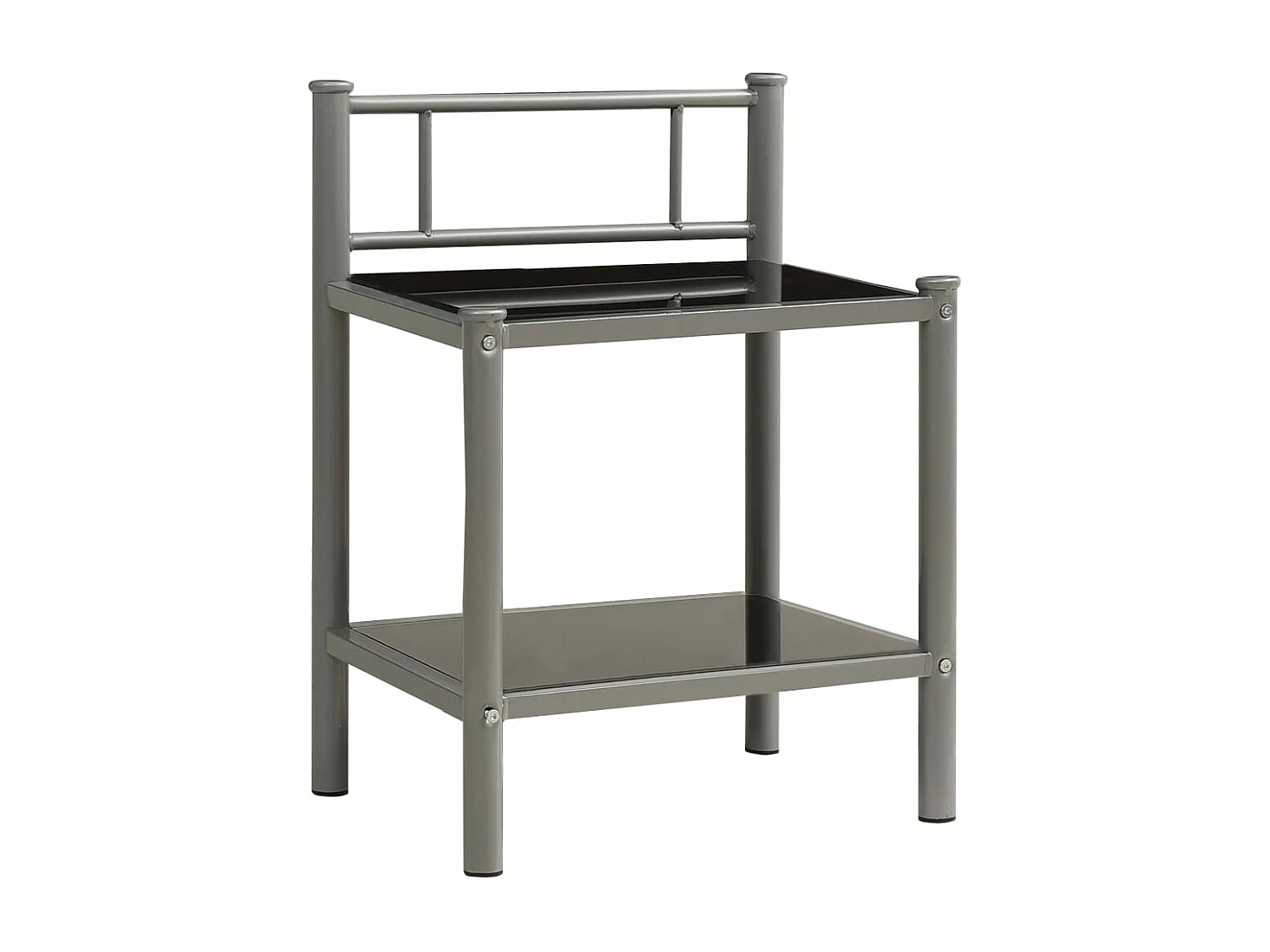 Table de chevet Gris et noir 45x34,5x60,5 cm Métal et verre