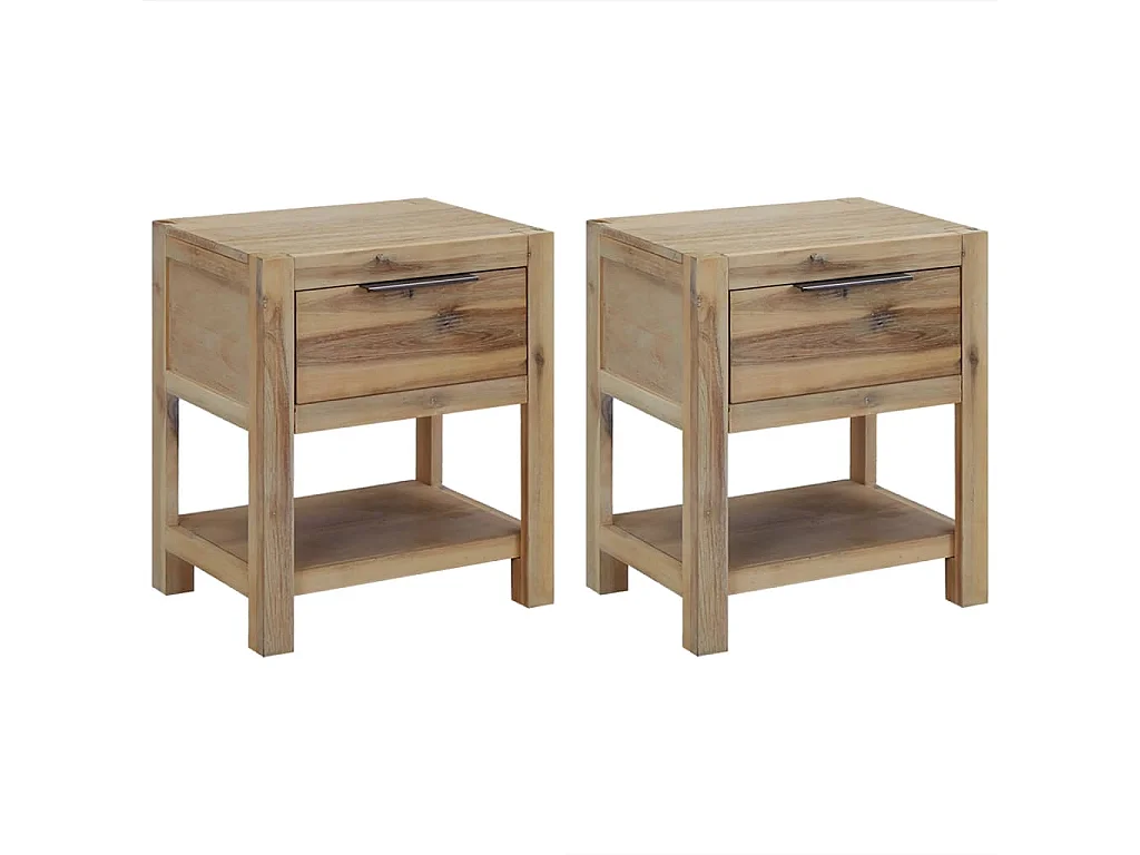 Comodini con Cassetti 2 pz 40x30x48 cm Legno Massello di Acacia