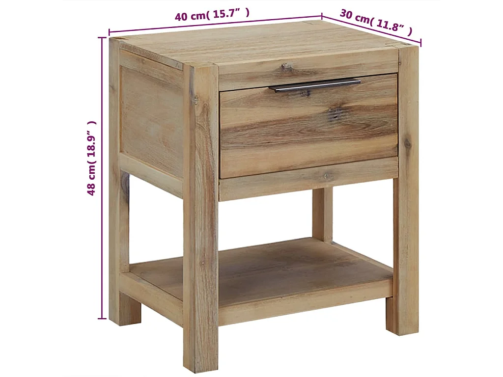 Comodini con Cassetti 2 pz 40x30x48 cm Legno Massello di Acacia