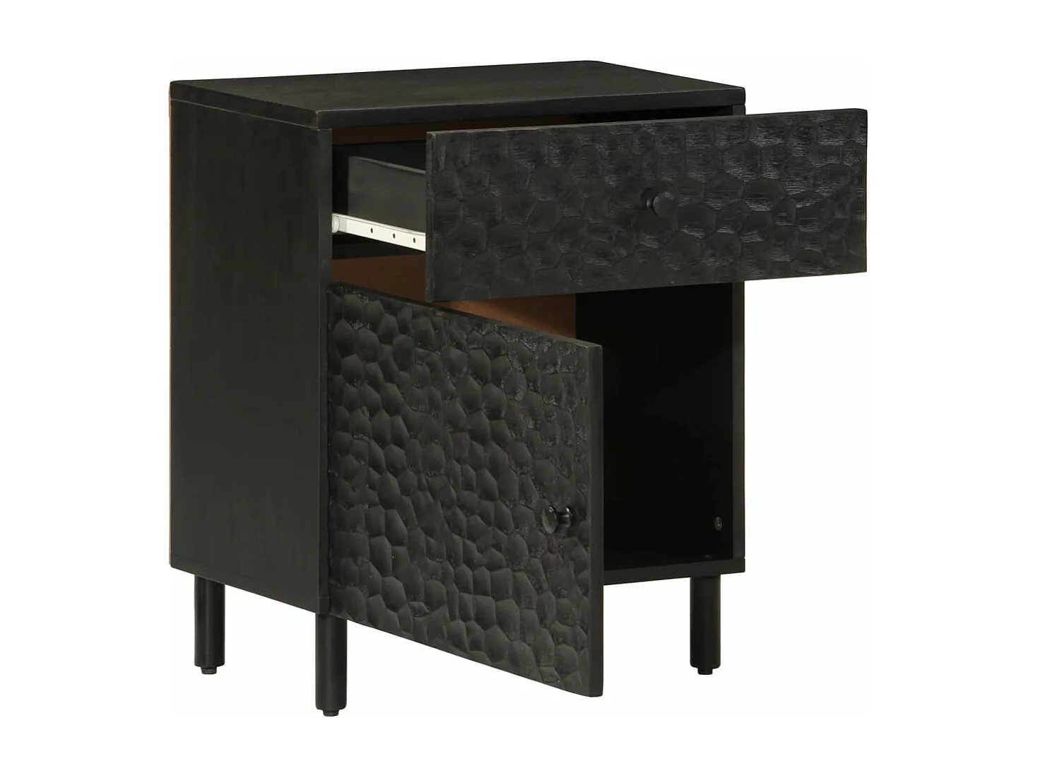 Mesa de cabeceira 50x33x60 cm madeira de mangueira maciça preto