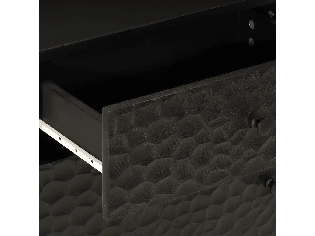 Comodino Nero 50x33x60 cm in Legno Massello di Mango