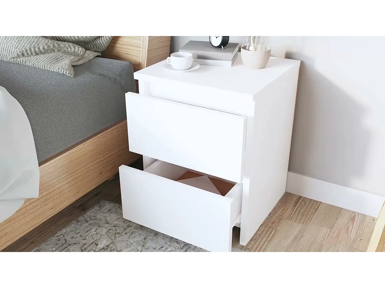 Comodini 2 pz Bianco 30x30x40 cm in Legno Ingegnerizzato