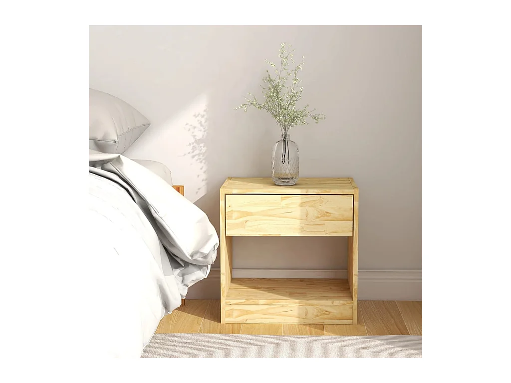Comodino 40x31x40 cm in Legno Massello di Pino