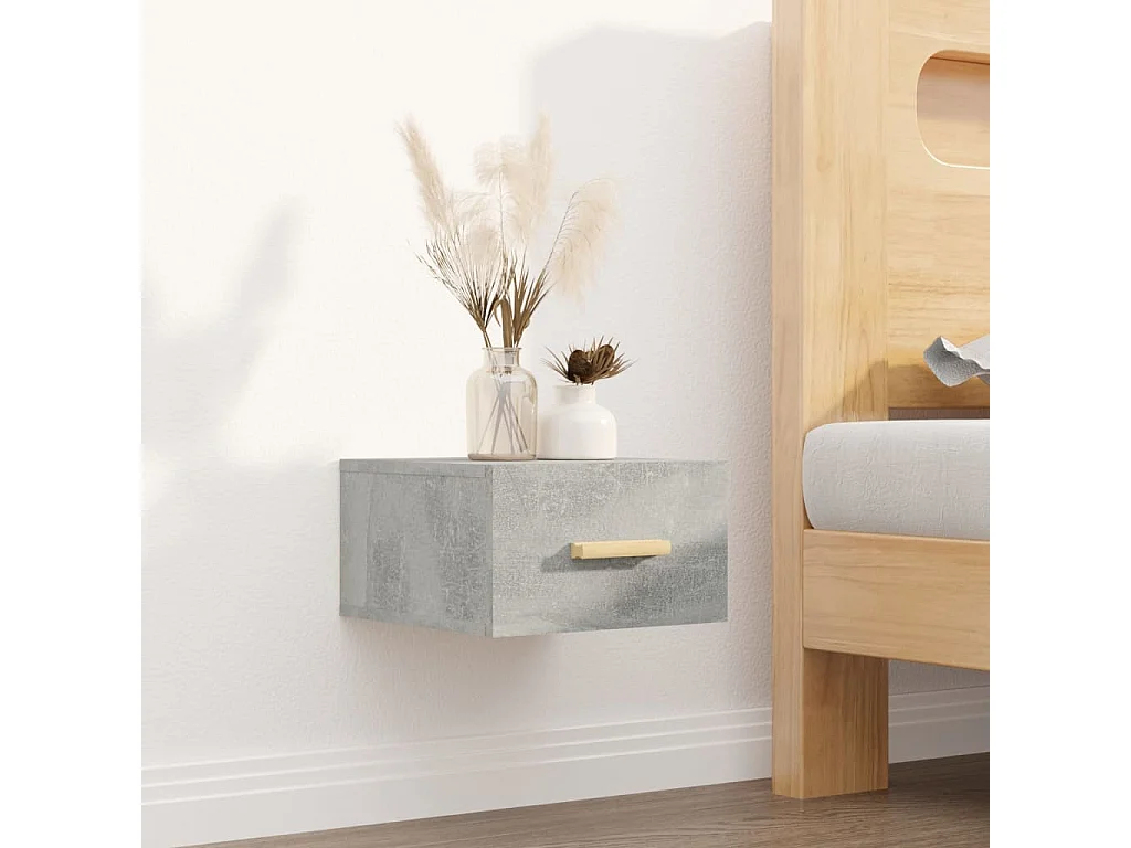Comodino a Muro Grigio Cemento 35x35x20 cm