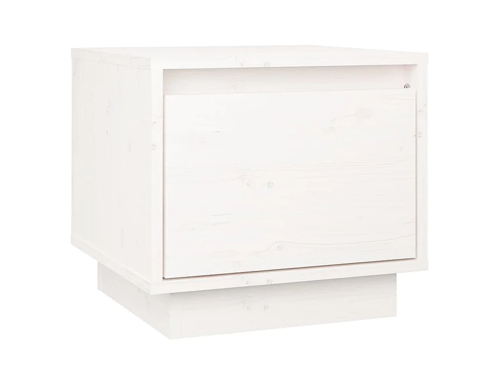 Comodino Bianco 35x34x32 cm in Legno Massello di Pino