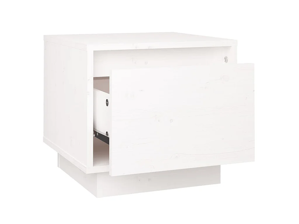 Comodino Bianco 35x34x32 cm in Legno Massello di Pino