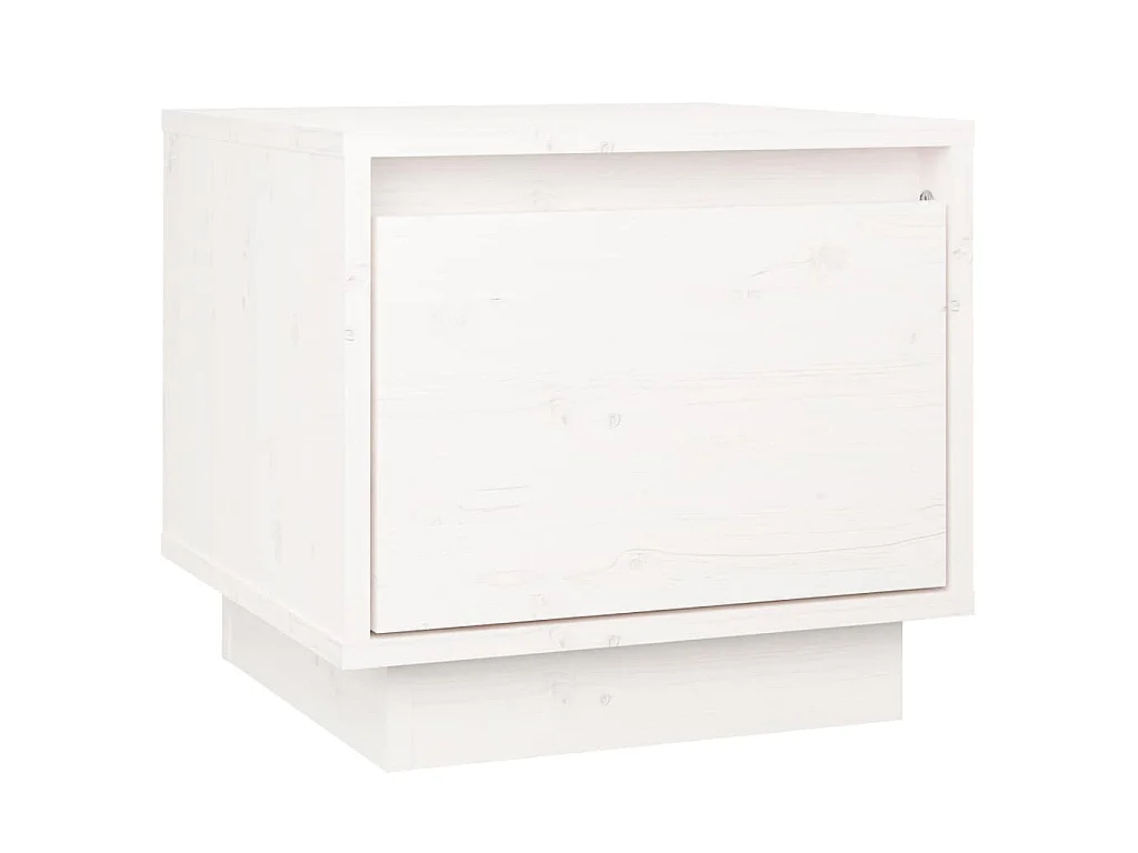 Comodino Bianco 35x34x32 cm in Legno Massello di Pino
