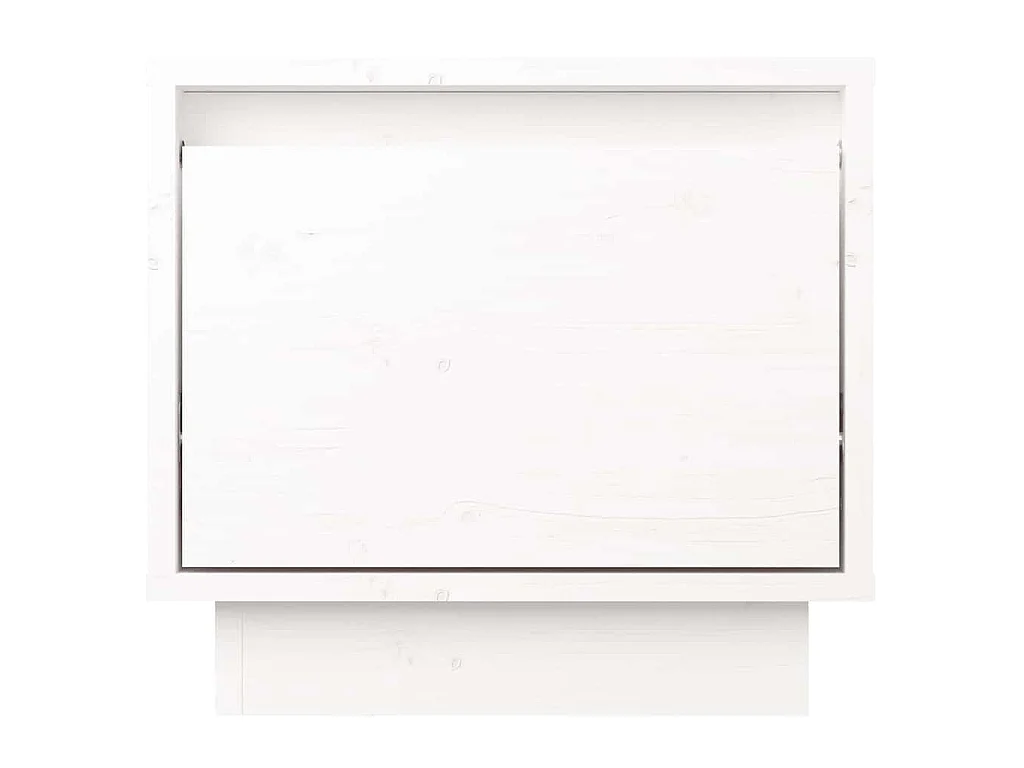 Comodino Bianco 35x34x32 cm in Legno Massello di Pino