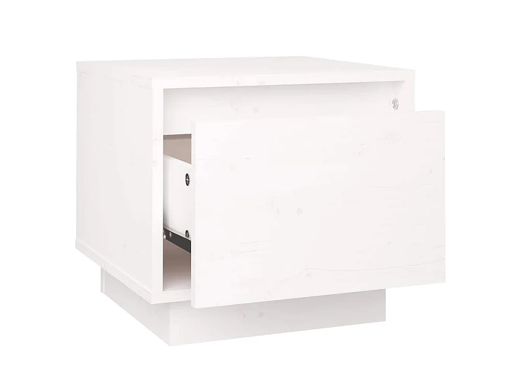 Comodino Bianco 35x34x32 cm in Legno Massello di Pino