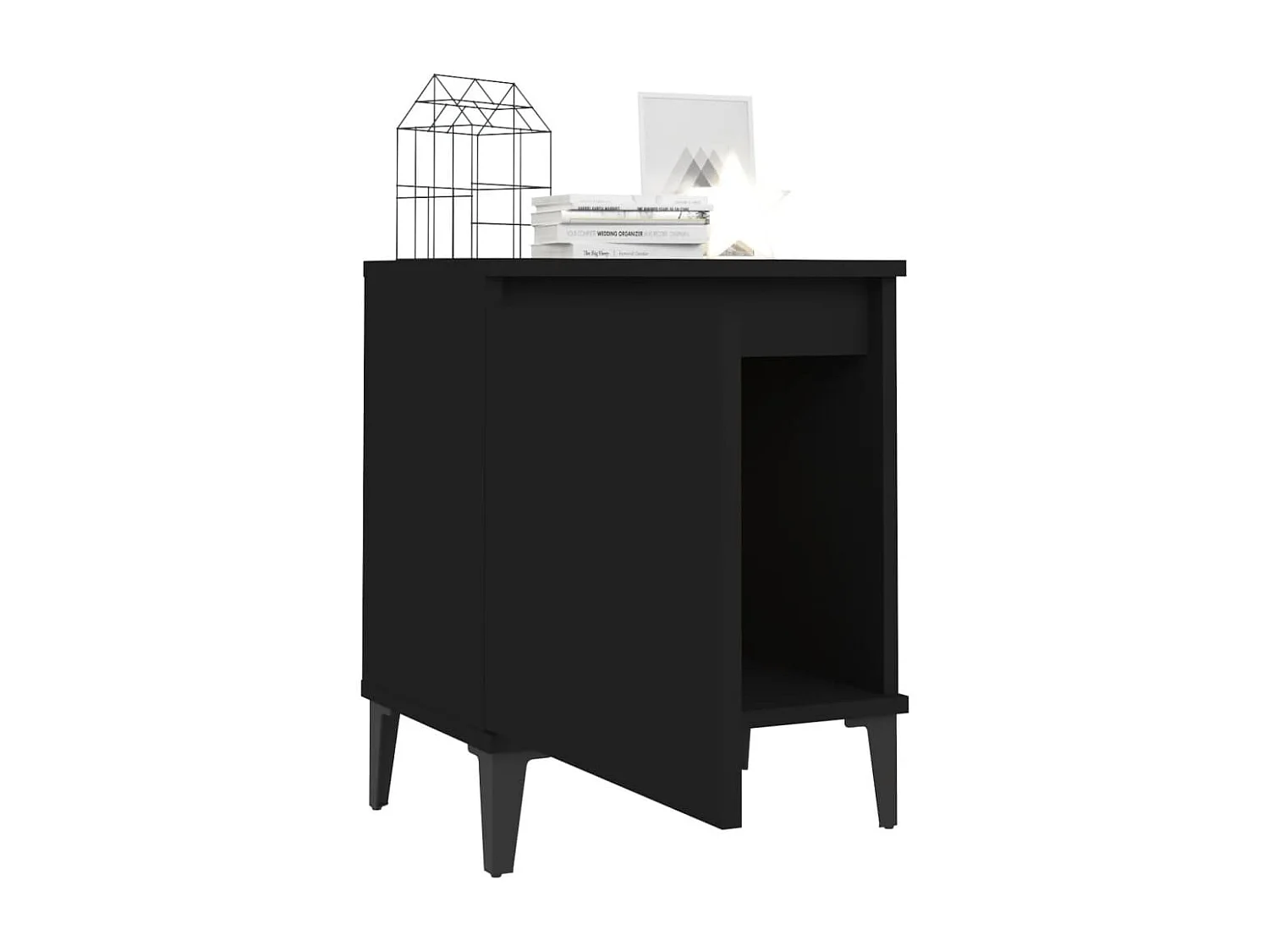 Tables de chevet avec pieds en métal noir 40x30x50 cm