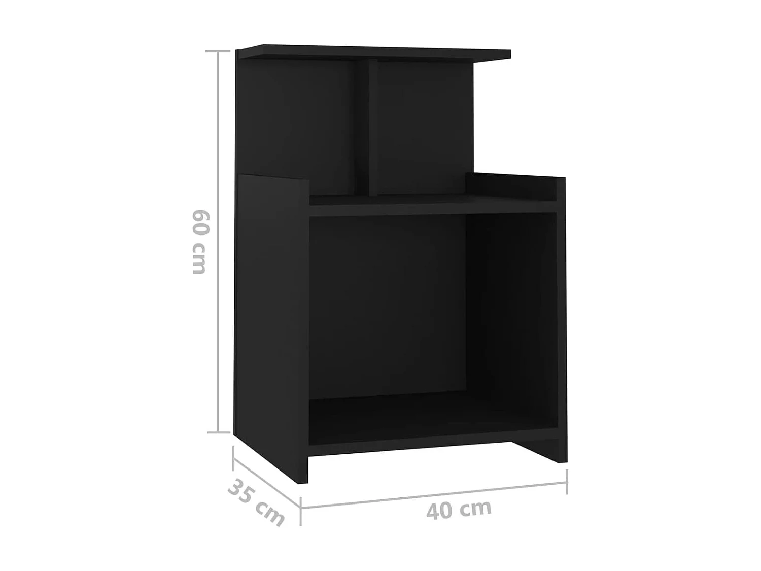 Table de chevet Noir 40x35x60 cm Aggloméré