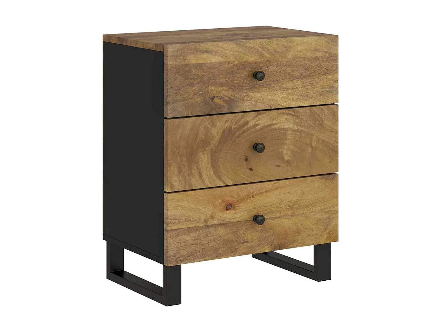 Nachtkastje 50x33x62 cm massief mangohout en bewerkt hout