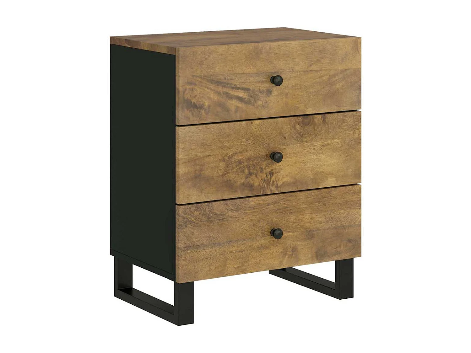 Nachtkastje 50x33x62 cm massief mangohout en bewerkt hout