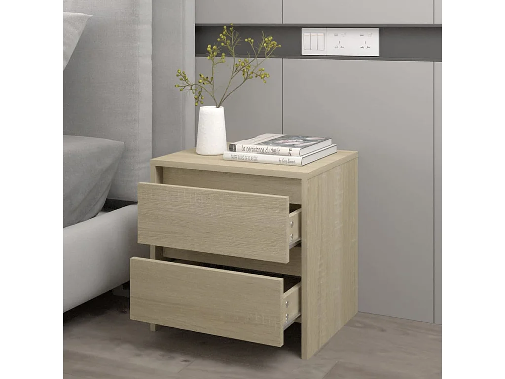 Nachtkastje 45x34,5x44,5 cm bewerkt hout sonoma eikenkleurig
