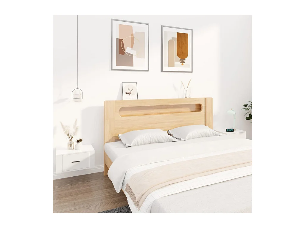 Tables de chevet murales 2 pcs Blanc brillant 50x36x25 cm