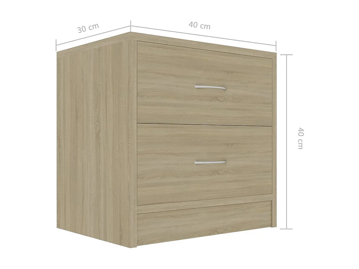 Comodini Rovere Sonoma 2 pz 40x30x40 cm in Legno Multistrato