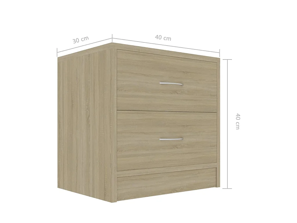Nachtkastjes 2 st 40x30x40 cm bewerkt hout sonoma eikenkleurig