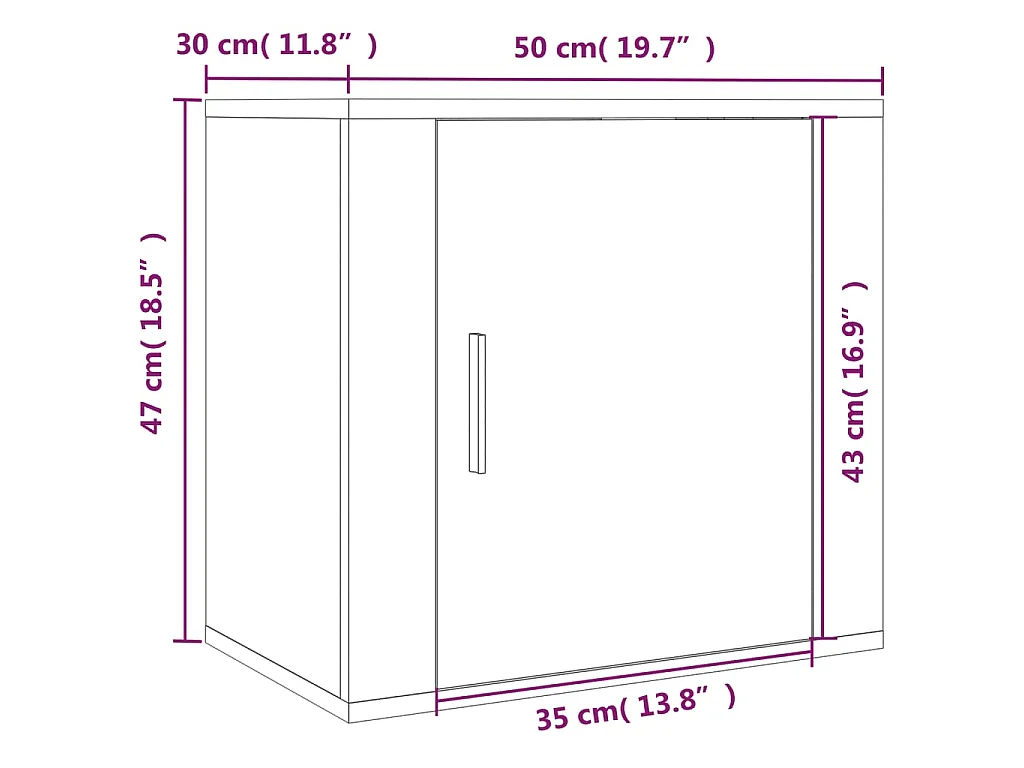 Table de chevet murale Blanc brillant 50x30x47 cm