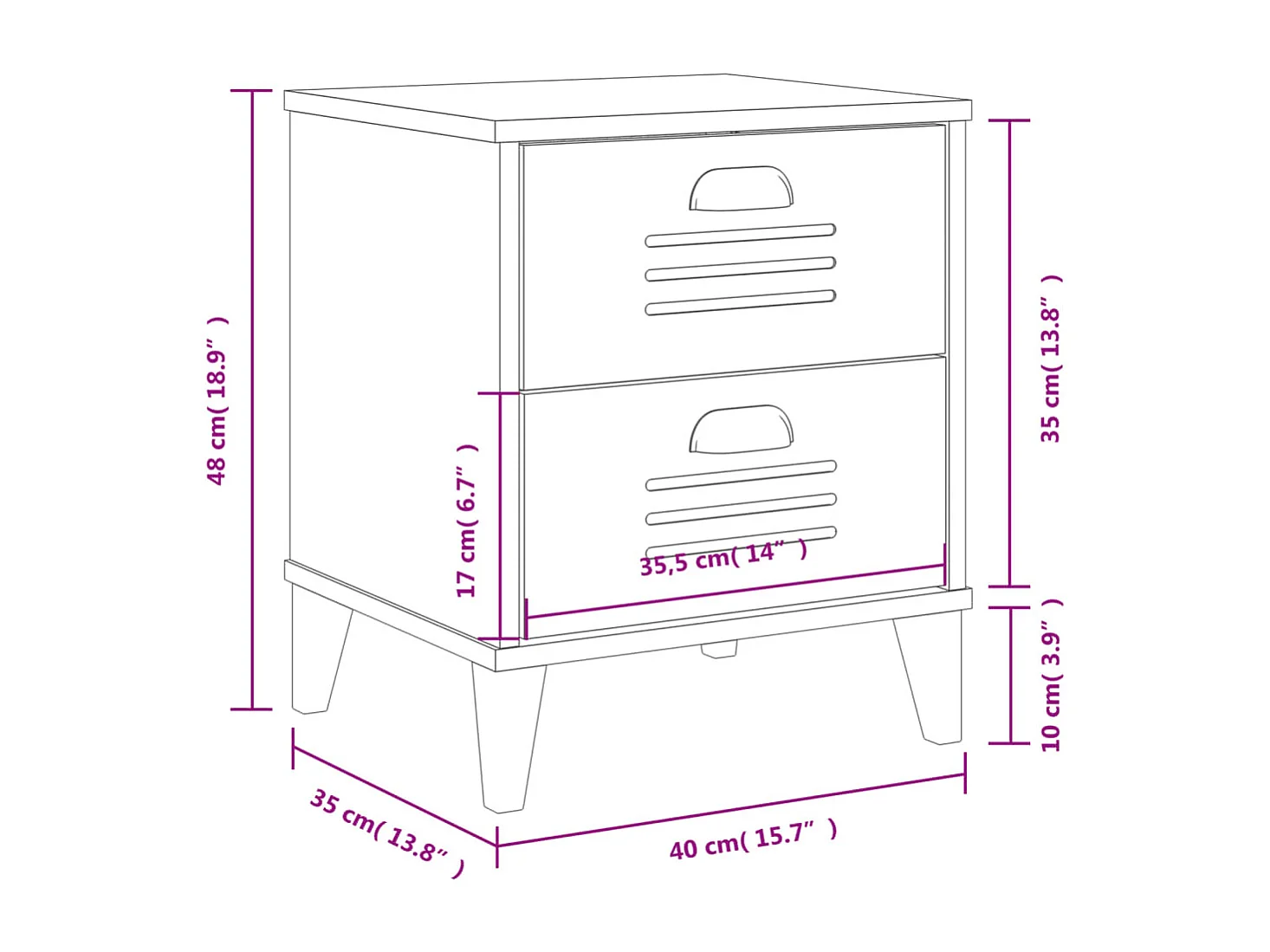 Table de chevet VIKEN noir bois d'ingénierie