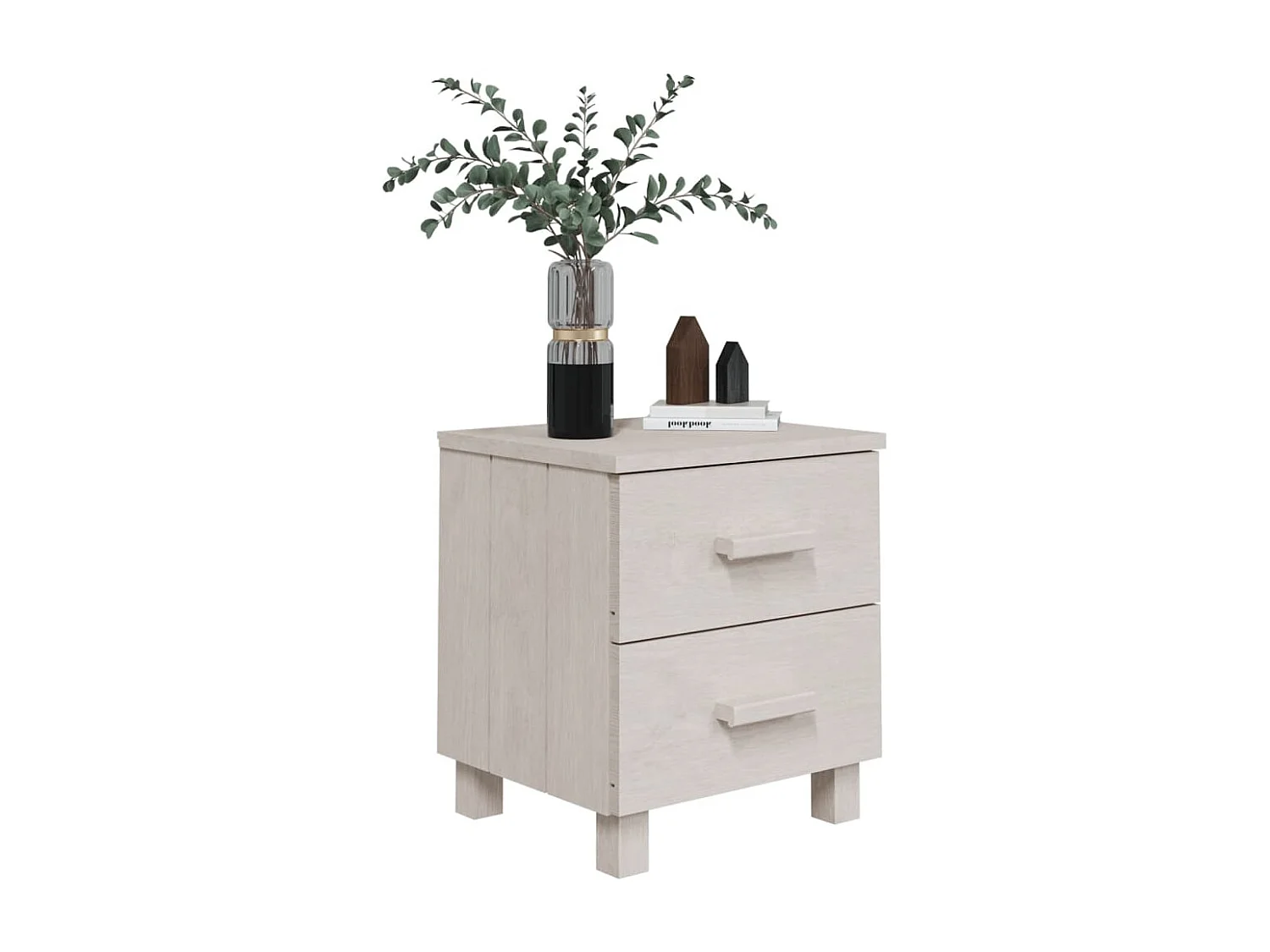 Table de chevet HAMAR Blanc 40x35x44,5 cm Bois de pin massif