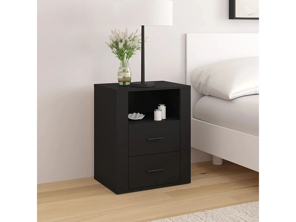 Nachtkastje 50x36x60 cm bewerkt hout zwart