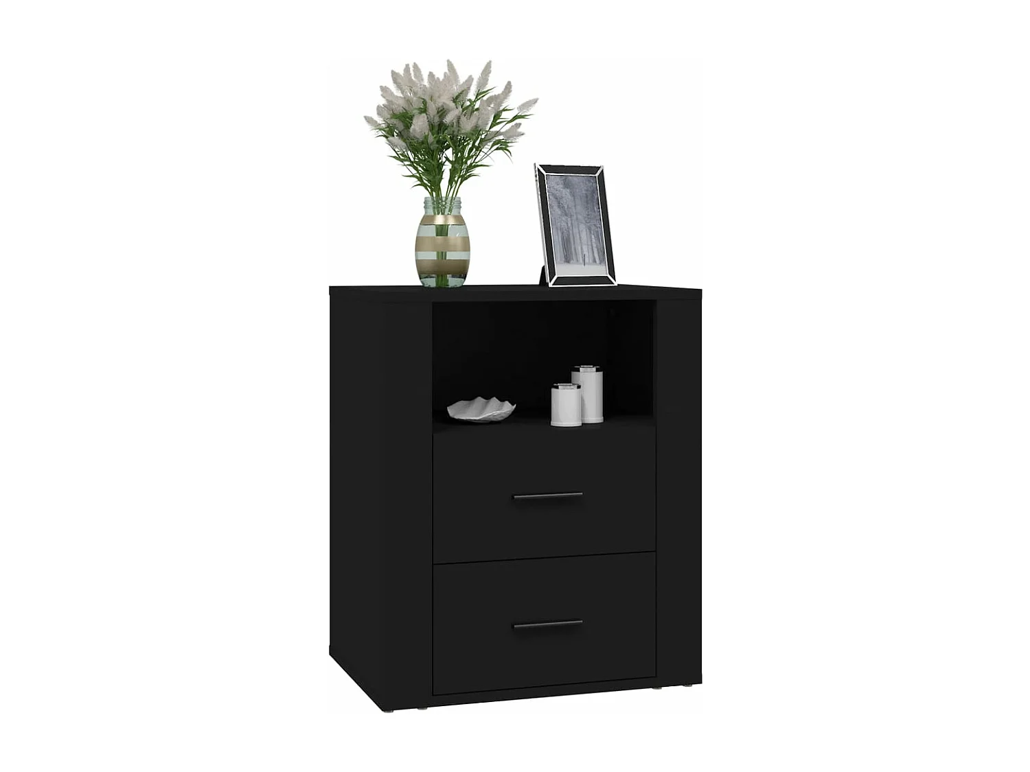 Nachtkastje 50x36x60 cm bewerkt hout zwart