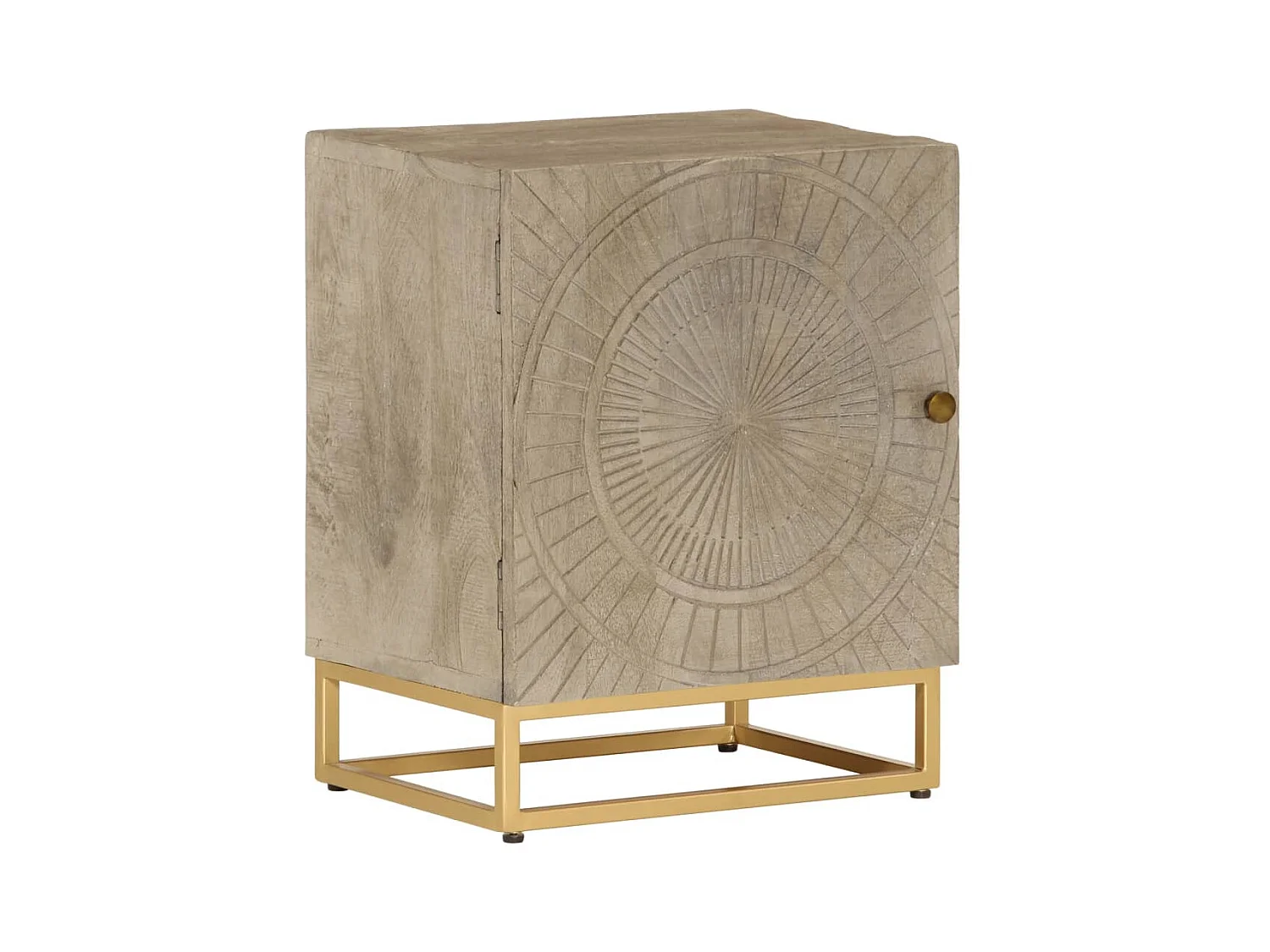 Table de chevet 40x30x50 cm bois massif manguier et fer