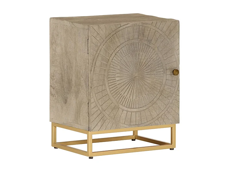 Table de chevet 40x30x50 cm bois massif manguier et fer