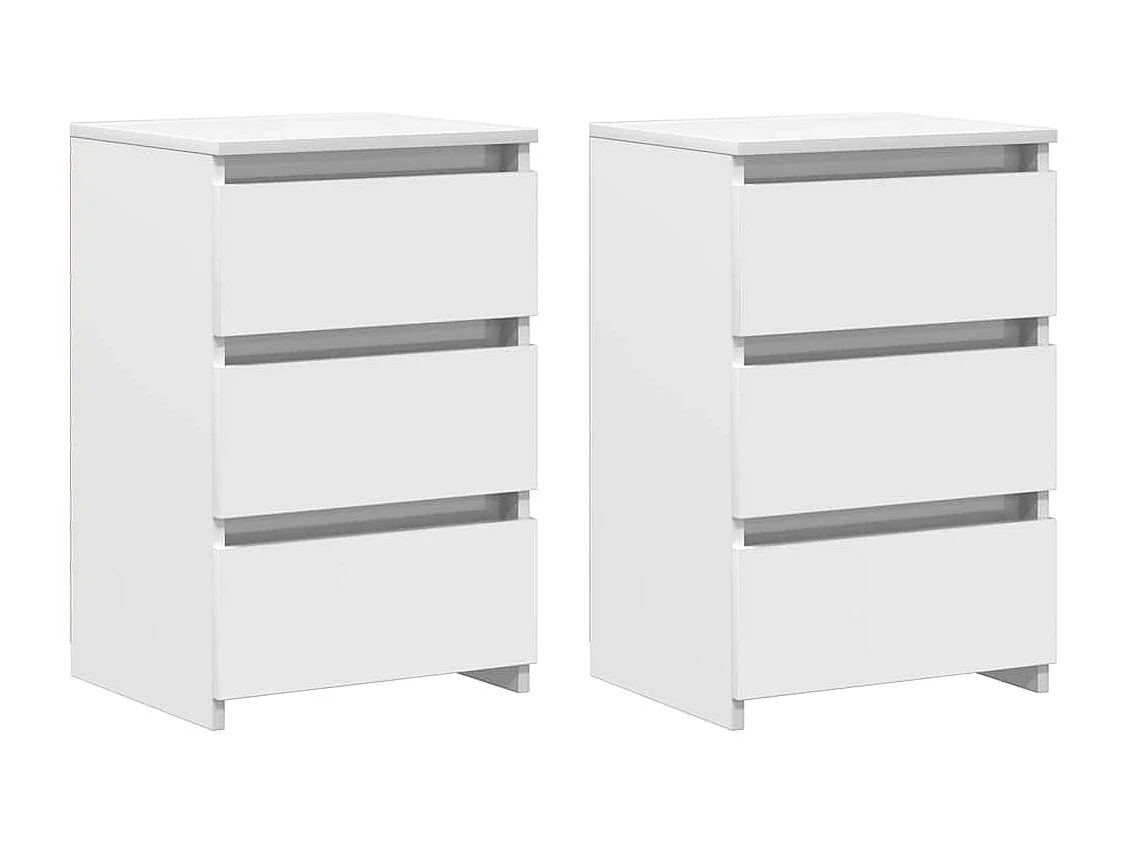 Tables de chevet 2 pcs Blanc brillant 40x35x62,5 cm Aggloméré