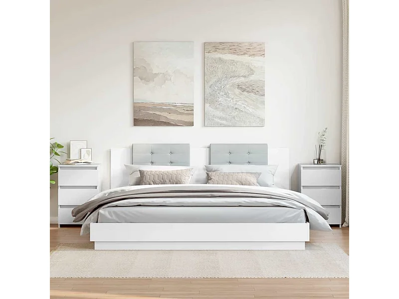 Mesas cabeceira 2 pcs derivados de madeira branco brilhante