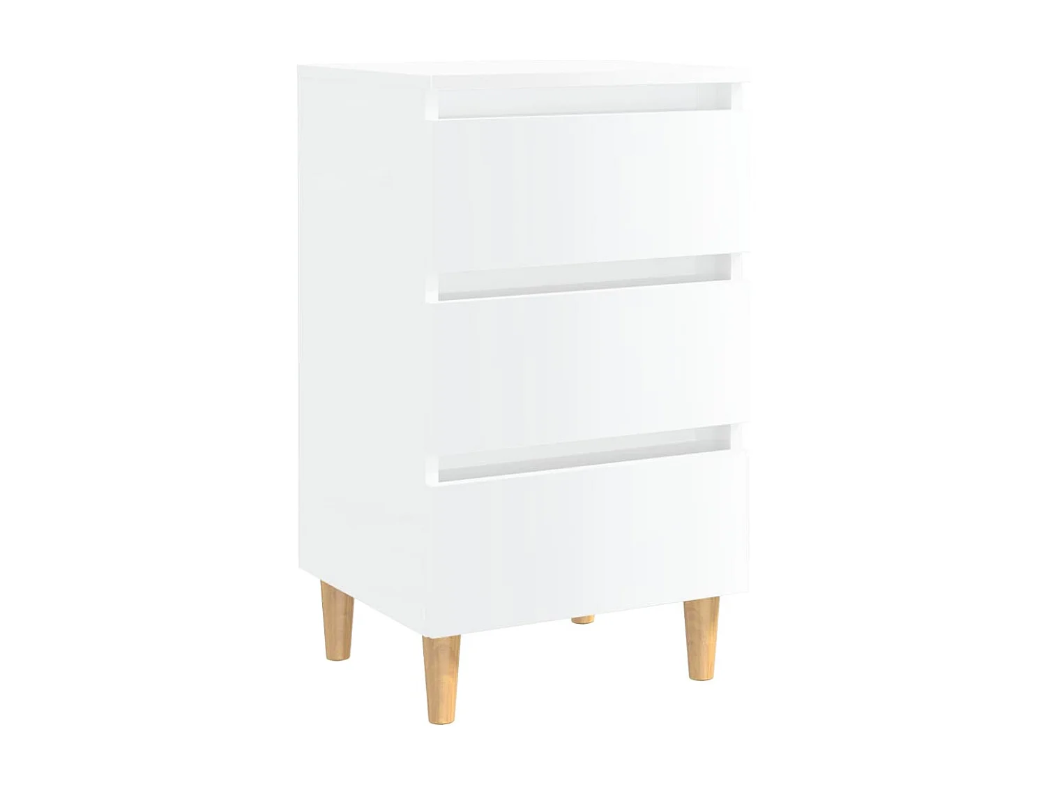 Comodini con Gambe in Legno 2pz Bianco Lucido 40x35x69 cm