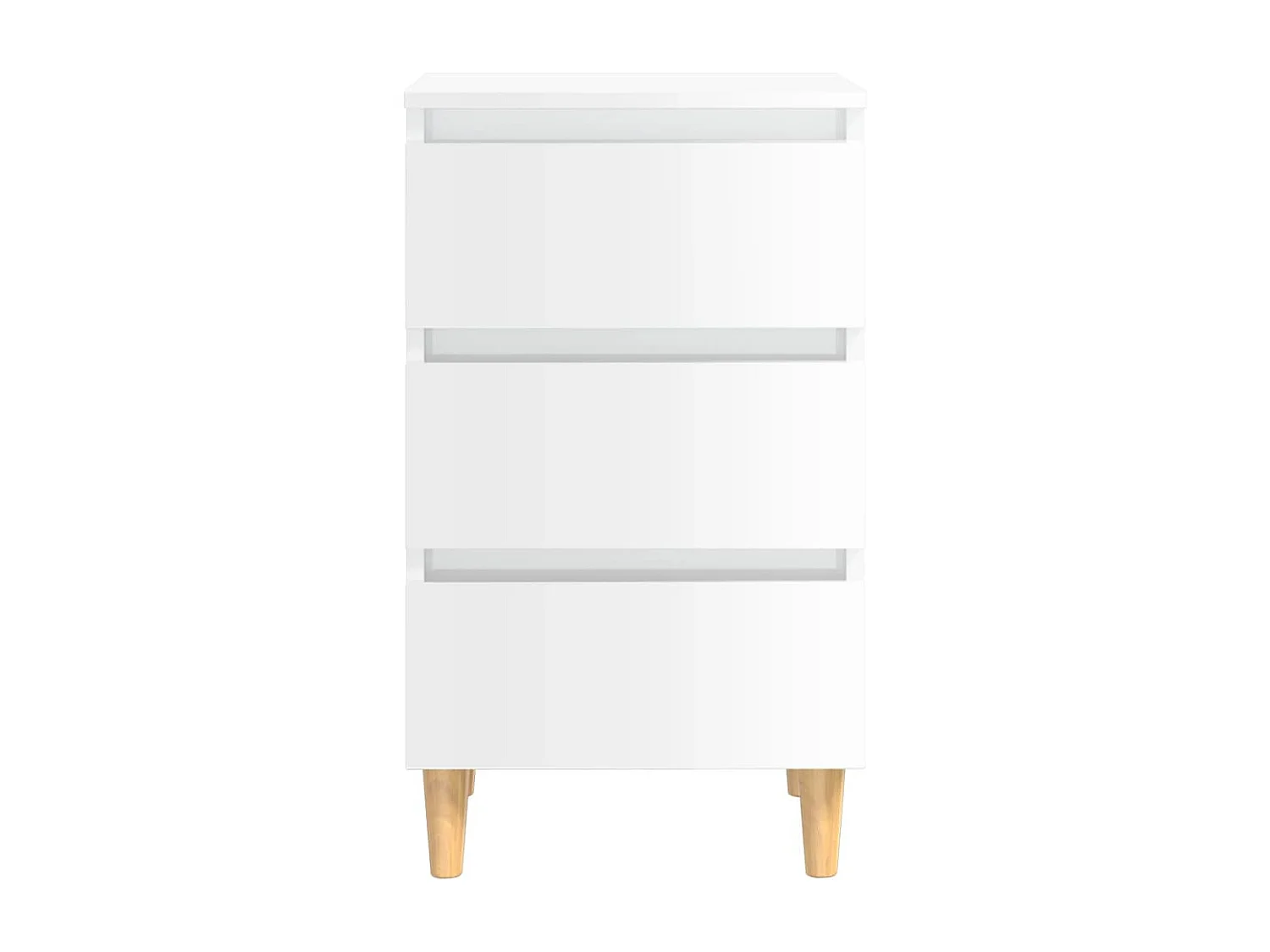 Comodini con Gambe in Legno 2pz Bianco Lucido 40x35x69 cm