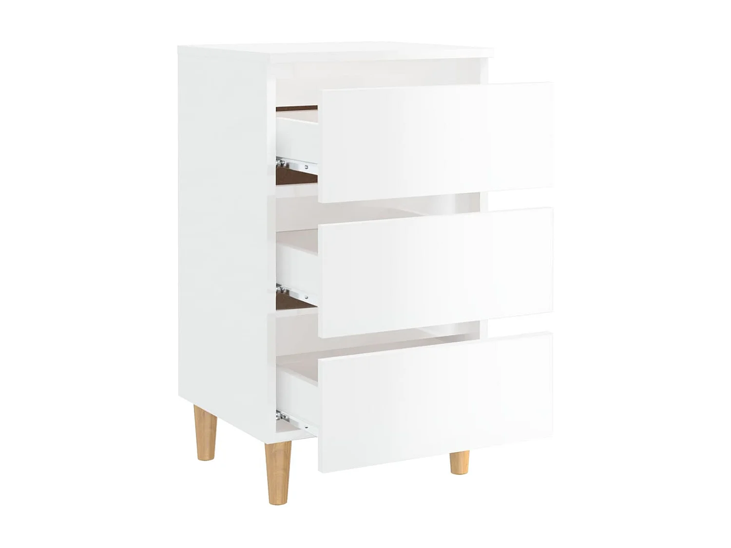 Comodini con Gambe in Legno 2pz Bianco Lucido 40x35x69 cm