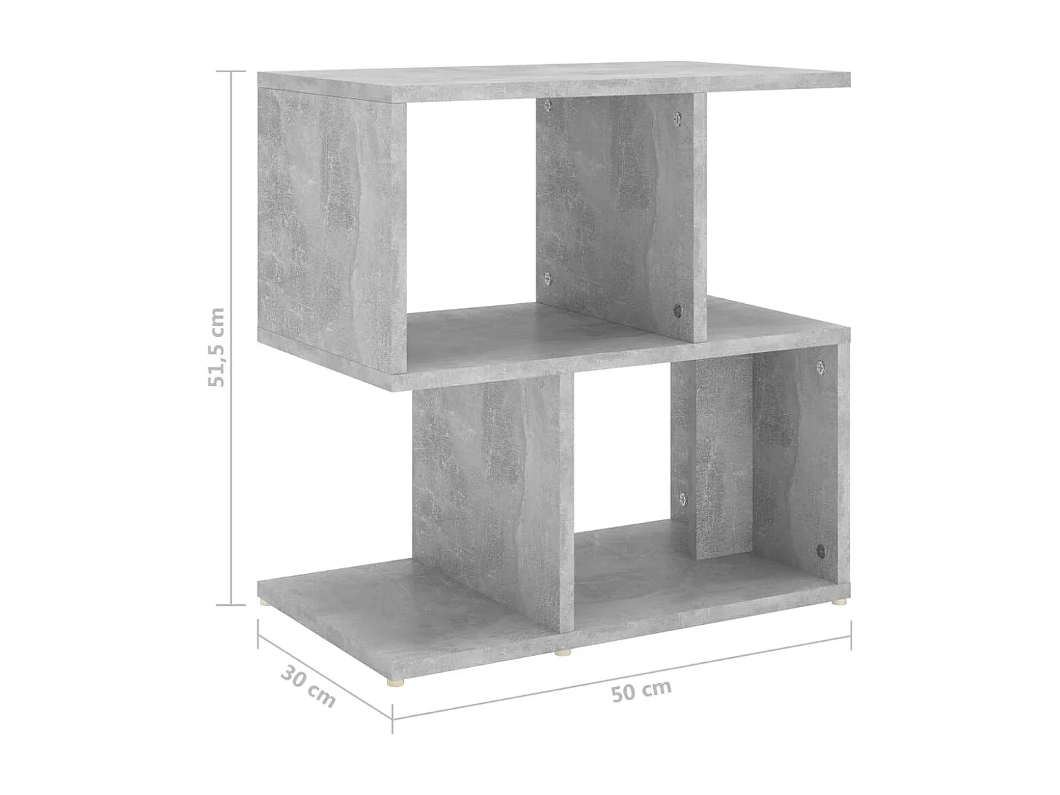 Table de chevet gris béton 50x30x51,5 cm bois d'ingénierie
