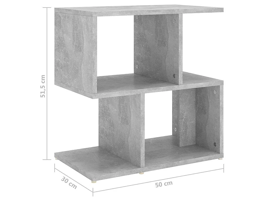 Table de chevet gris béton 50x30x51,5 cm bois d'ingénierie