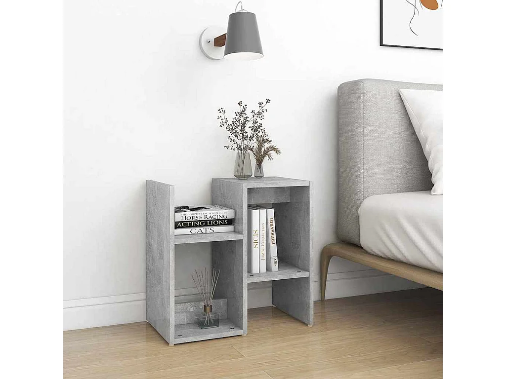 Table de chevet gris béton 50x30x51,5 cm bois d'ingénierie